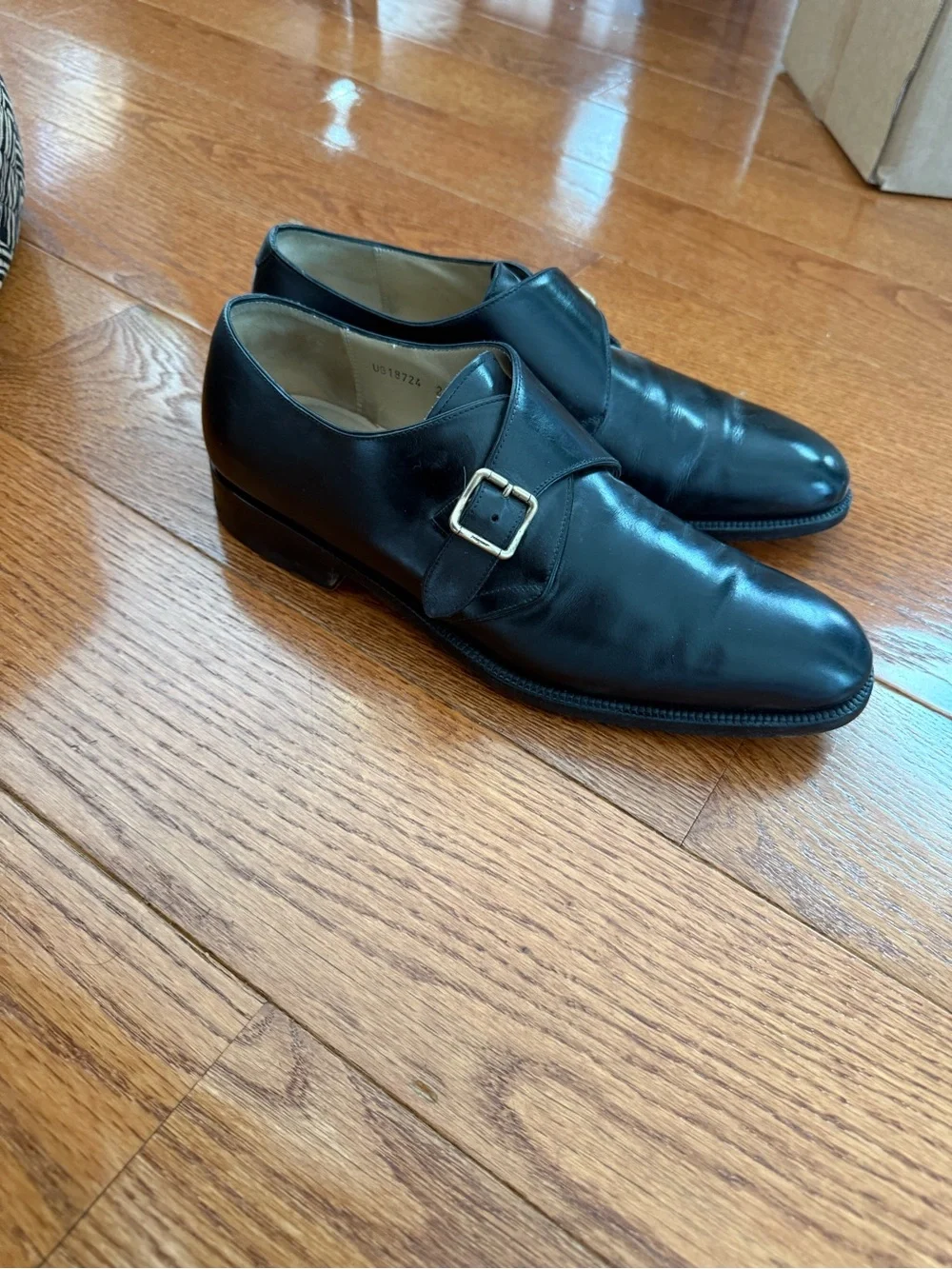 Salvatore Ferragamo Black Single Monk Strap Leather Shoes